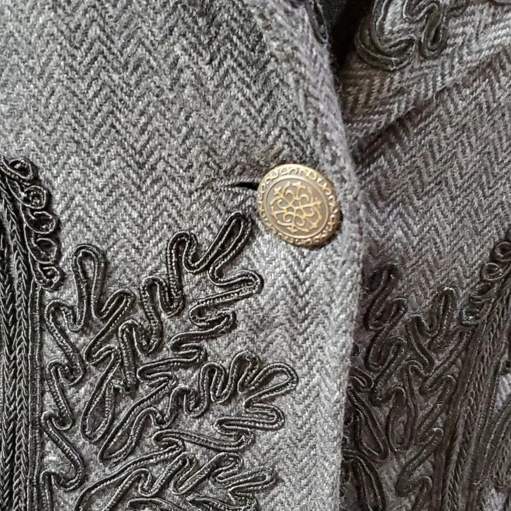 Soft surroundings wool blend applique black grey blazer